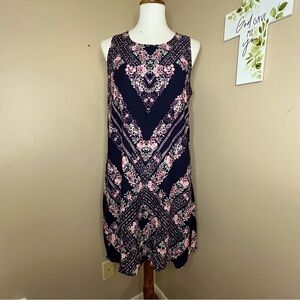 Maurices Sleeveless Floral Navy Pink Dress Size L